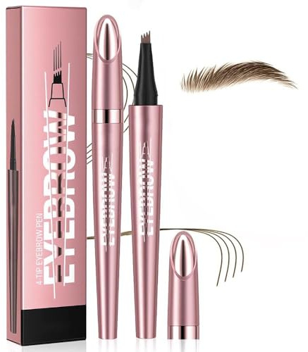 3D Wasserdichter Microblading Augenbrauenstift, 4 Gabelspitzen Augenbrauenstift Wasserfest Härchenzeichnung Wischfest Natürlich und Zart Brauenstift für Natürliches Make up (C#)