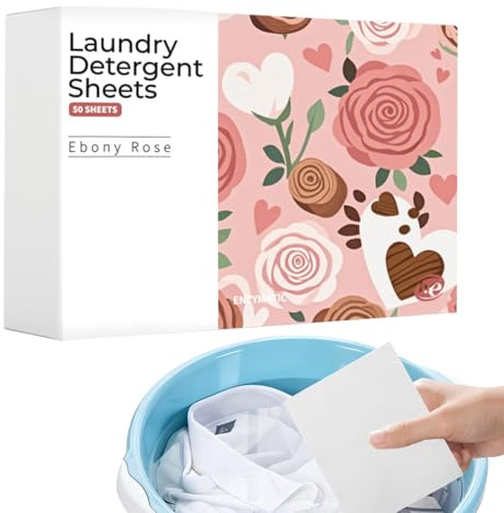 Lot de 50 feuilles de détergent à lessive doux pour linge frais, peau sensible, maison, voyage, université, dortoir, appartement, voyage d'affaires, camping