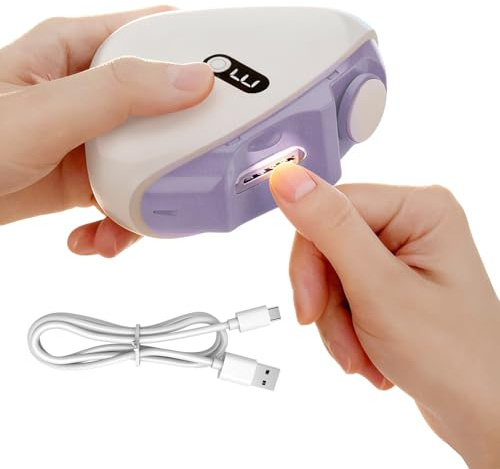 GkgWuxf Tagliaunghie Elettrico Automatico | Con Luce LED e Contenimento Residui - Rifinitore e Lucidatore Unghie Automatico | Per Bambini, Adulti, Anziani e