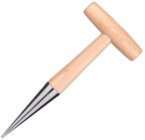 Angoily Perforadora de Jardinería de Madera Portátil Plantador de Metal Manivela Ergonómica para Siembra y Trasplante Herramienta Práctica para Agujeros Precisos Suelo
