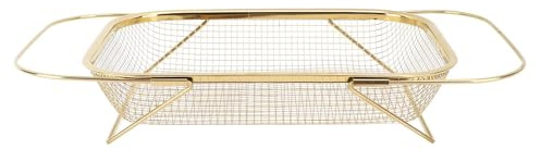 Expandable Colander Strainer, Stainless Steel Rectangular Fine Mesh Sieve Over The Kitchen Sink Colander Vegetable Mesh Strainer Basket with Handles for Drain Pasta, Rinse Fruits