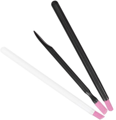 MALUGOGO 3 bolígrafos multifuncionales para el cuidado de las uñas con molienda fina y mango ergonómico para limpieza de uñas en varios colores para una eliminación precisa de cutículas, estilos