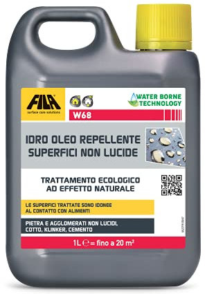 FILA Surface Care Solutions, W68, Protecteur Transparent Antitache à Effet Naturel pour Surfaces non Polies. Il Protège les Matériaux Poreux Sans en Modifier l'Aspect, 1L