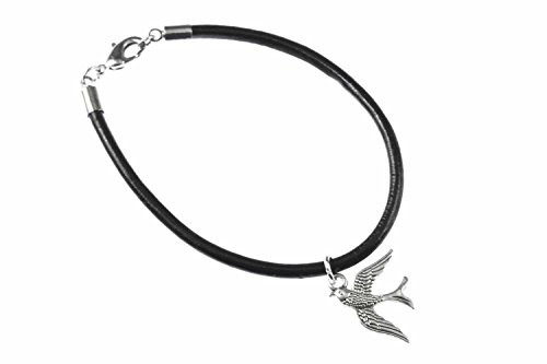 Miniblings Golondrina pajaros rapida de Aves Pulsera de Cuero de Plata de Cuero Pulsera - Hecho a Mano de joyería de Moda - Damas Pulsera de Nina