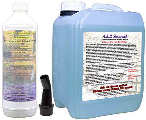 A.K.B. Steinreich Konzentrat bis 2900m²,Grünbelagentferner, Algenentferner,0326 (5L Steinreich),0326
