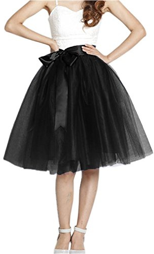 EllieHouse Womens Short Tutu Tulle Skirt with Sash Black Size L PC06