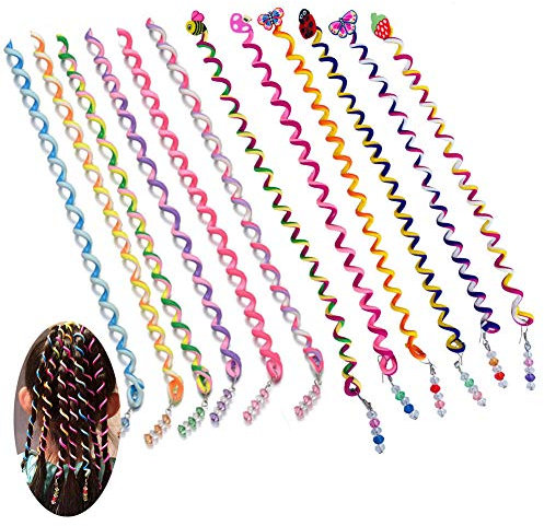 Haarspiralen Kinder, 12 Stück Haarspiralen Bunt Flechten Werkzeug Haar Styling Twister Klipp DIY Haar Zubehör für Party Geburtstag (Cartoon + Normal)