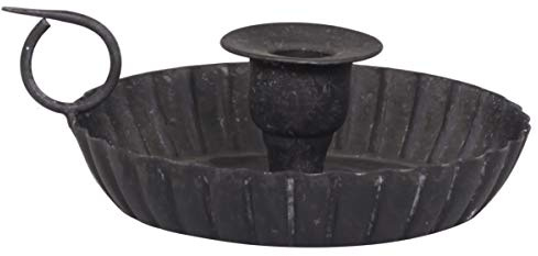 Chic Antique Kammerleuchter antik schwarz Metall für Stabkerzen | Shabby Vintage | H 6 cm D 16 cm