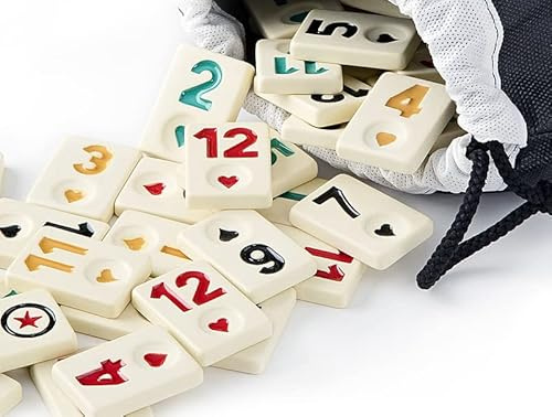 Original Star Okey/Rummy Spielsteine Set aus Melamin – Extra Mattierte Okey Tasi – 106 Hochwertige Spielsteine inkl. Beutel