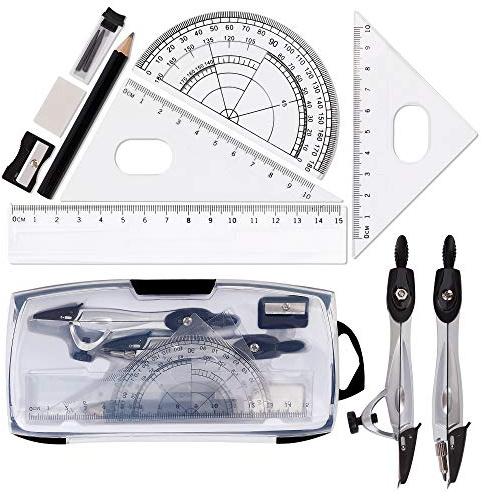 Geometrie Set, Compass für Geometrie Math Geometry Kit mit Aufbewahrungsbox für Schule und Büro 10 Stücke
