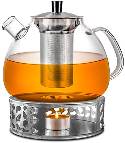 Cosumy Stövchen für Teekanne Edelstahl - Teewärmer mit Teelichthalter (Teekanne Nicht enthalten) - Hält Warm - für Tee, Kaffekannen & heiße Getränke