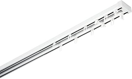 GARDINIA Aluminium-Vorhangschienen-Set Lara, Komplett-Set mit 2-läufiger Schiene, Ausziehbar, Weiß, 140-225 cm