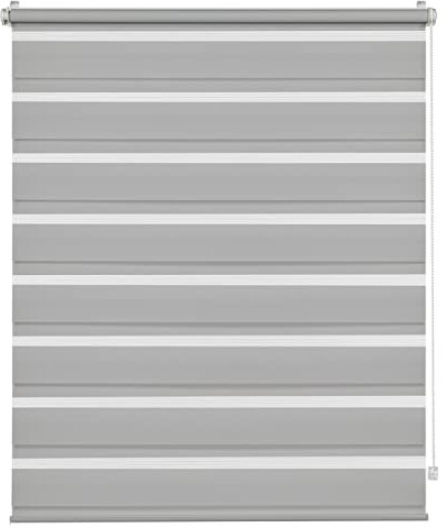 Deco Company Duo Klemmrollo, Doppelrollo, Rollo für Fenster ohne Bohren, Alle Montage-Teile inklusive, Polyester, Hellgrau, 90 x 210 cm