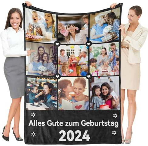 Greysky Personalisierte Decke mit Foto, Personalisierte Decken, Personalisierte Geschenke für Frauen & Männer (9 Bilder, Klicken Sie auf Jetzt anpassen.)