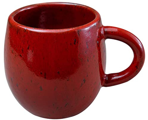 Asayu Japan Tasse à Café et Thé en Céramique Couleur Rouge Chromé, Fabriquée au Japon, Accessoire Tasse en Céramique avec Poignet Pour Boisson Chaude et Froide, Ensemble avec Porte Filtre