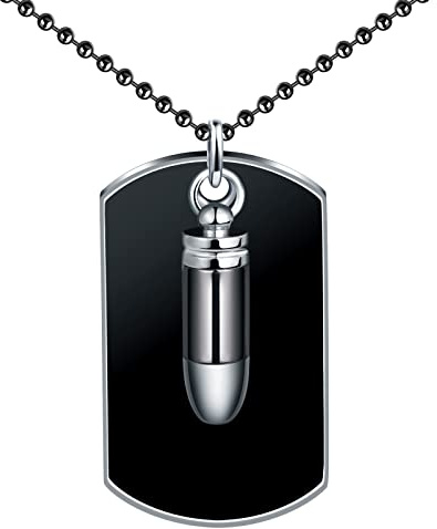 Feilok Halskette Herren mit Dog Tag Erkennungsmarke Patrone Bullet Anhänger Militär Stil Herren Kette aus Edelstahl für Männer Jungen