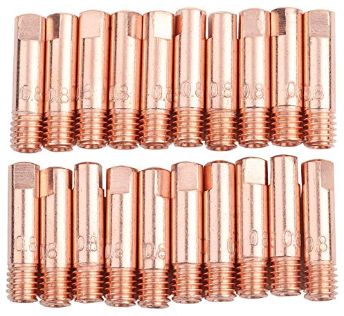 20Pcs Kupfer Kontaktspitze, Mig Mag Schweissgerät Schweißdüsen Stromdüsen Kontaktröhrchen Schweißbrenner Schweißspitzen für Binzel 15AK MIG/MAG Schweißbrenner (0.8)