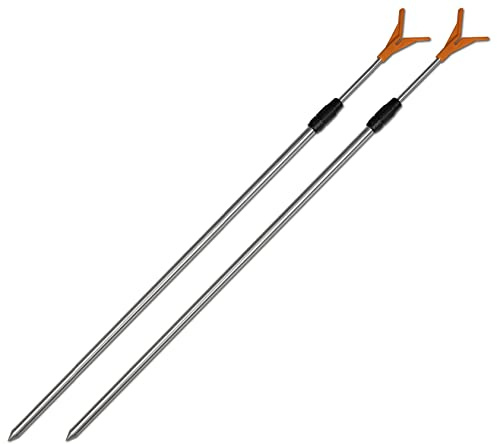 2 Stück Aluminium Teleskop Rutenhalter V-Kopf Set 45-125cm Rutenständer Rod pod