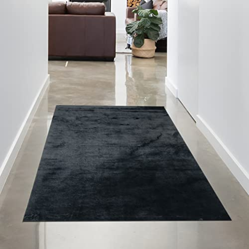 CARPETIA Tapis Shaggy Salon de Tapis Moquette Flokati en Noir, 80x150 cm