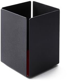 Eglooh - Dafne - Schreibtisch Stiftehalter mit Struktur aus schwarzem Stahl - Innerer Boden aus echtem Leder Bordeaux Rot - Quadratisches Design cm 7,2 x 7,2 x H.10 - Made in Italy
