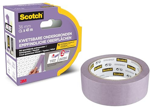 Scotch - Nastro coprente per superfici sensibili, 36 mm x 41 m, linee di colore super nitide per pittura sensibile all'interno, carta realizzata da fonti controllate PEFC