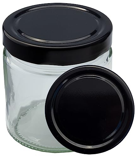 Deep-Twist-Off Honigglas mit Metalldeckel 500g | Schwarz | 1 Paket (91 Stk)
