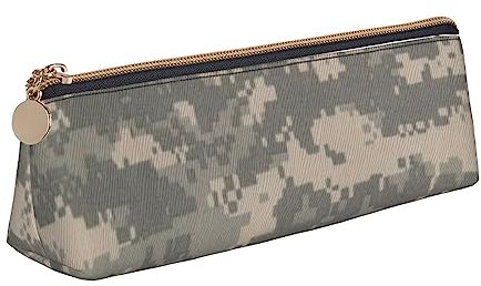 AABSTBFM Army Digital Camouflage Printed Triangle Pencil Case Cute Leather Zipper Pen Pencil Pouch Bag for School, Office, and Travel