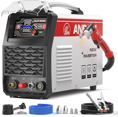 ANDELI Plasma Cutter Non-Touch Pilot Arc ，Larger LED Display 50A Plasma Cutter Machine，3/4''Maximum Cut Heavy Duty，110/220V Dual Voltage With ECO Mode，Expanded Plate Cutting,Rust Removal,PT/2T/4T