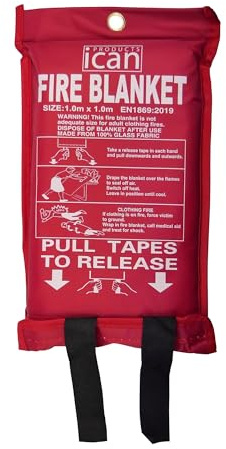 iCan 1x1m Fire Blanket - Compact Fire Suppression Tool - Quick Response for Small Fires
