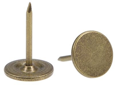 sourcing map 30Pcs Upholstery Tacks, 11mmx17mm Flat Head Decorative Furniture Nails Thumb Tack for Furniture Sofa Headboards, Bronze