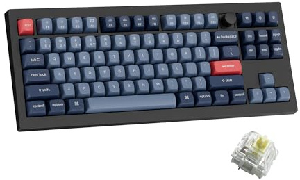 Keychron V3 Max TKL Kabellose Mechanische Tastatur, US-ANSI 80% Layout, Nicht DE-ISO QWERTZ, 2,4 GHz/Bluetooth/USB-C, QMK/VIA, Hot-Swap, Gateron Jupiter Banana, RGB, Mac/Windows/Linux