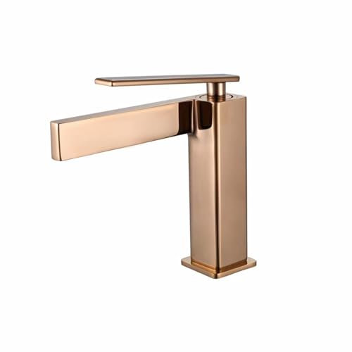 Wasserhahn Bad für Waschbecken Waschtischarmatur Wasserfall Einhebelmischer Spültisch Messing Roségold Armatur für Waschbecken Badezimmer Badarmatur Waschbeckenarmatur