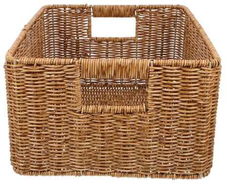 WHAMVOX Aufbewahrungskorb Aus Korb Mit Griff Design Lagerung Korb Für Haushalt Aufbewahrungsbox Aus Kleinteilekorb Für Schreibtisch Haushaltsbedarf Organizer Rustikaler Charme Für