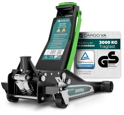 Wagenheber Hydraulisch 3T - TÜV Zertifiziert 75-505 mm Hubhöhe, Wagenheber SUV inkl Gummiauflage, Profi Rangierwagenheber Hydraulischer perfekt für die Heimwerkstatt