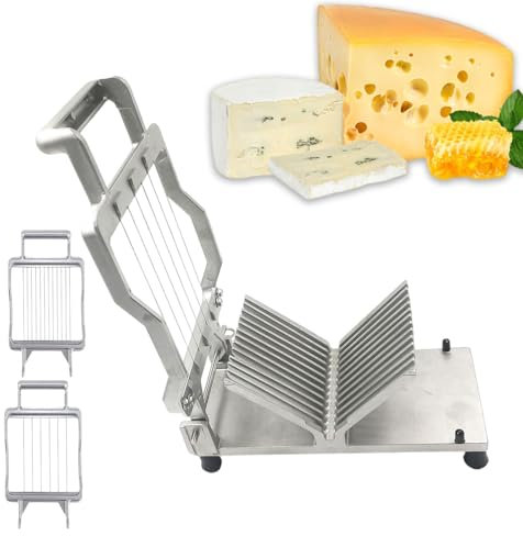 pedenencelia Commercial Cheese Slicer, Slices 1cm&2cm, Stainless Steel Wire Cheese Cutter, Butter Cutting Board Machine, Movable Blade, For Cheese, Butter
