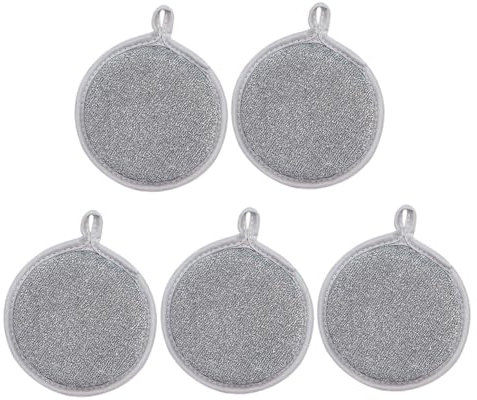 FRCOLOR Esponja para Fregar de Plata, 5 Piezas, Doble Cara Hilo de Nylon, No Raya Deforma, Adecuado para Platos y Ollas, Protector de Fregadero