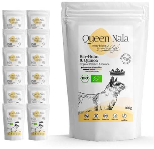 QUEEN NALA - Bio Nassfutter für Katzen - Premium Katzenfutter ohne Zusatzstoffe, getreidefrei und ohne Zucker - Monoprotein & Sensitiv (100 g (12er Pack), Huhn)