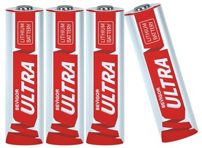 BEVIGOR AA Lithium Batteries 4 pieces, 1.5V High Capacity AA Batteries, Non-rechargeable batteries, Suitable for a variety of household appliances, safety equipment
