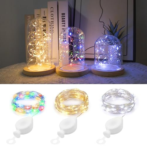 AGOTD 3x 20 LED Guirlande Micro LED 2M Mini Fils Argent Alimente par Pile Decos pour Fete Mariage Noel Jardin Interieur Multicolore(Multicolore)
