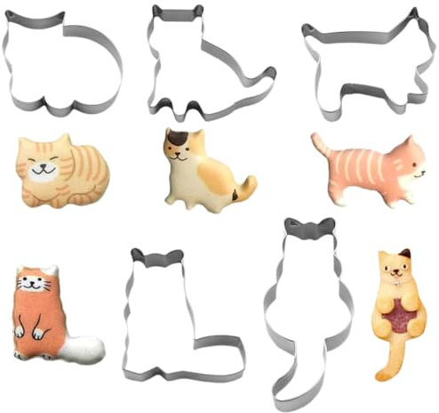 5 Stück Keksausstecher Katze, Oster Ausstecher Set, Plätzchen Ausstecher Ostern, Backform Verschiedene Formen zum Backen von Kekse Kuchen
