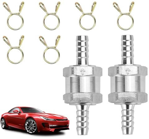 2er-Pack Kraftstoff RüCkschlagventil 6mm,Benzin RüCkschlagventil Wasser,Tragen 6 Federklammern,Aluminiumventil RüCkschlagventil Autovergaser,Benzinhahn,Geeignet FüR Benzin,Diesel,PflanzenöL,Wasser