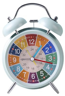 Reloj despertador con doble campana con movimiento silencioso, reloj despertador mecánico con luz nocturna para personas que duermen mucho