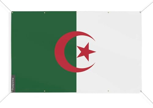 Drapeau Algérie 10 Oeillets en Plusieurs Tailles (S) 90 x 135 cm