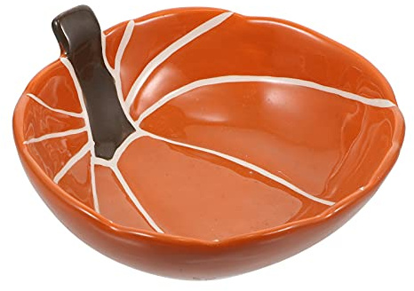 CLISPEED 1 Pc Halloween Pumpkin-Shaped Plate, Ceramic Breakfast Tableware, Yellow, 15 x 15 x 4.5 cm