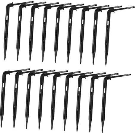 Toddmomy 100pcs Hydroponics Drip Stakes with Angled Emitters for Garden Irrigation System Water Saving Greenhouse Watering Spikes for Flowers Vegetables and Tubing Support