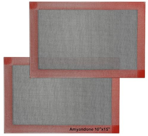 Amyandone Perforated Silicone Baking Mat for Jelly Roll Pan, Non-Stick Eclair Baking Mat for 10 x 15-inch Tray Pan, 2 Pcs Mesh Cookie Sheet Liner for Homemade Bread, Sugar Cookie and Pastry