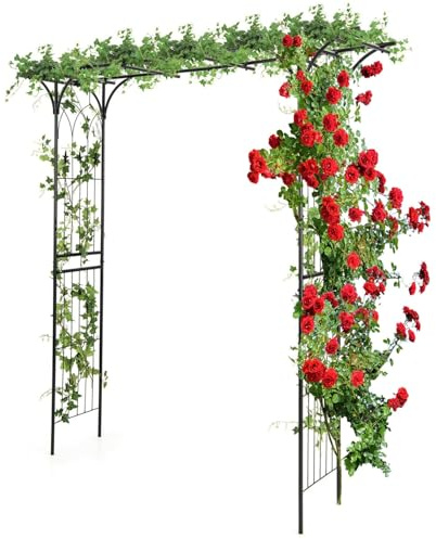 Treillis en métal pour arche de jardin – 210,8 x 205,7 cm (H x l) – Tonnelle de rose pour plantes grimpantes, décoration extérieure, cadre en treillis pour pelouse, arrière-cour, pergola, parfait pour