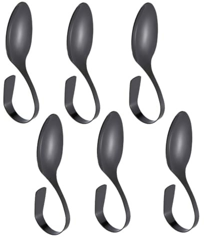 CUEMOON 6 Stück Häppchenlöffel, Edelstahl Marmeladenlöffel Gebogenem Griff für Tee Kaffee Dessert Eisbecher Party Küche Deko,Schwarz,13 * 4 cm