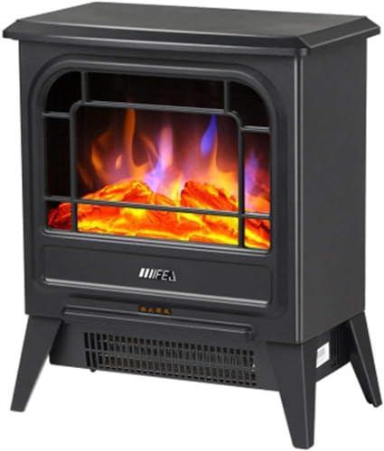 Electric Fireplace, Electric Stove Fireplace Heater, Infrared Space Heater with 3D Flame Effect, 2 Heat Modes, Adjustable Flame Brightness, Free Standing Fireplace Stove Heater