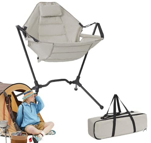 Silla de Exterior para Camping - Taburete Balanceante con Apoyo Ergonómico,Silla Balancín Portátil para Césped,Para Uso en Picnic, Salón, Patio, Césped, Jardín, Fiesta, Playa y Jardín Trasero